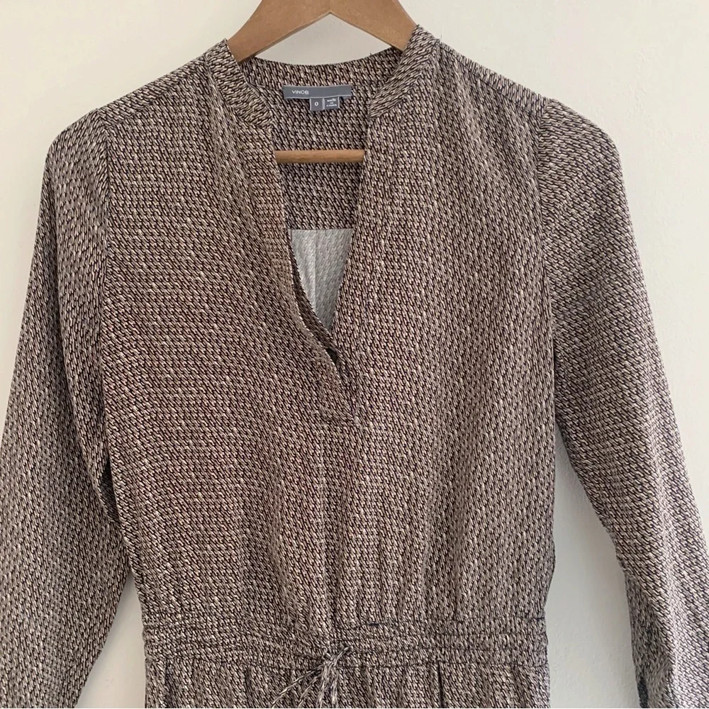 Vince Silk Drawstring Mini Shirt Dress Sz 0 - Picture 3 of 8